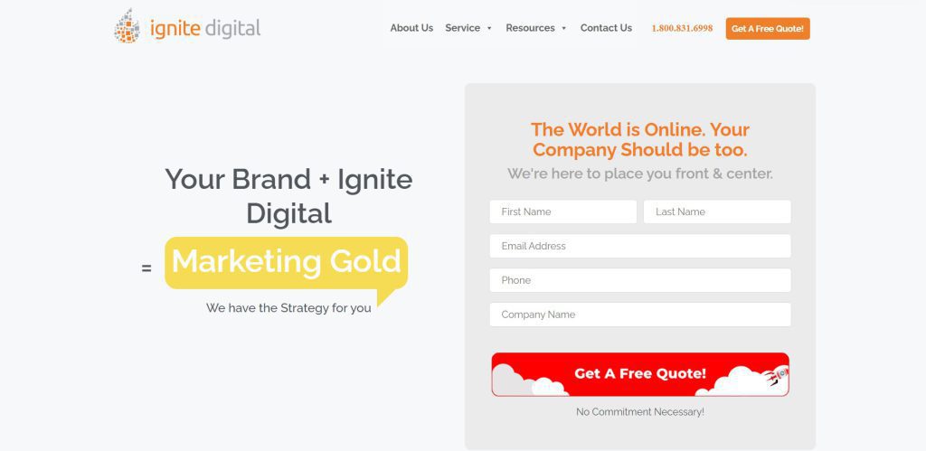 Ignite Digital homepage